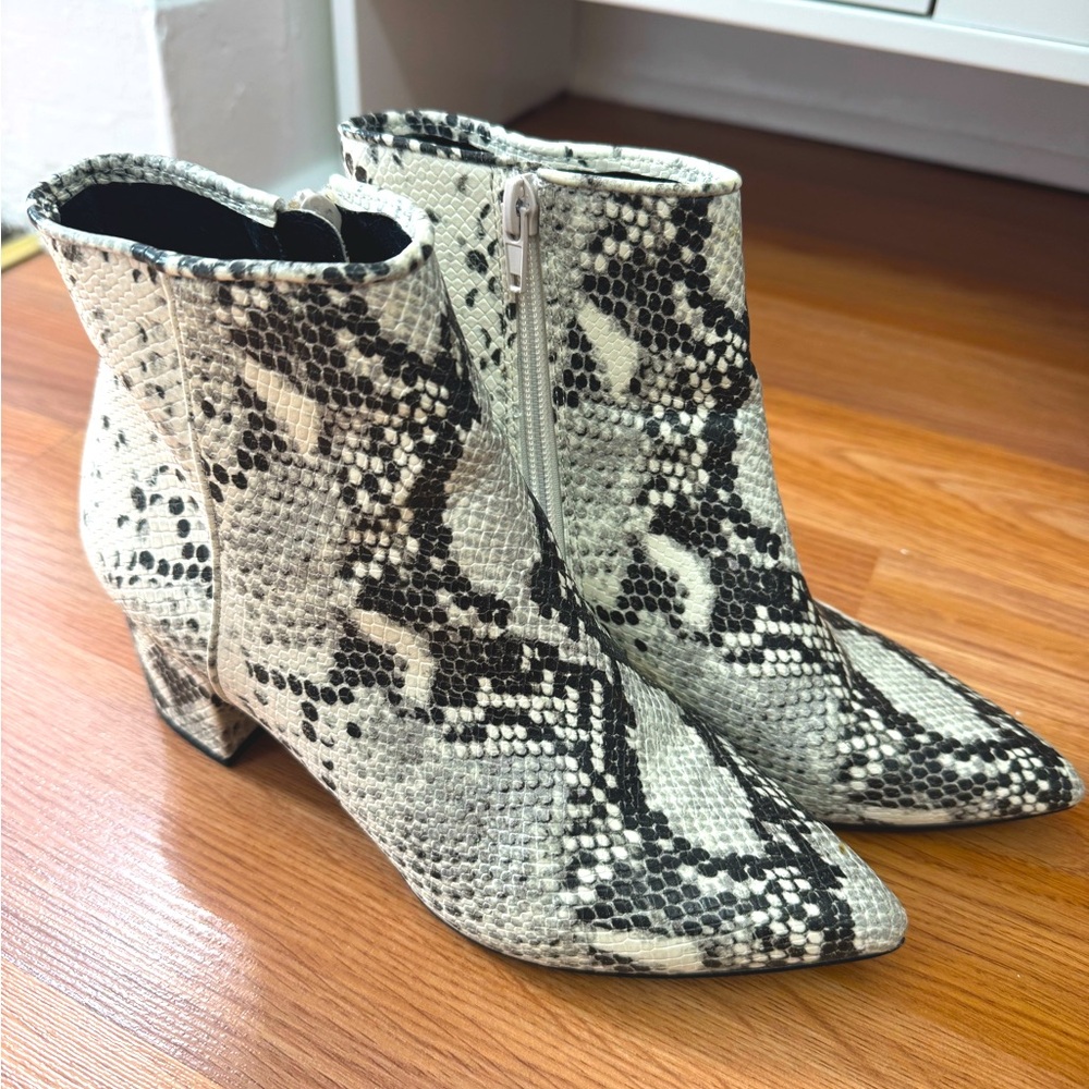 Steve Madden White Snakeskin Booties